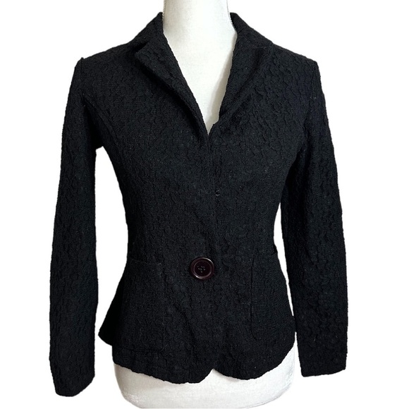 HOT- Black Lace Ultra Tailored Fitted Blazer / Suit Coat- Size S - Picture 1 of 8